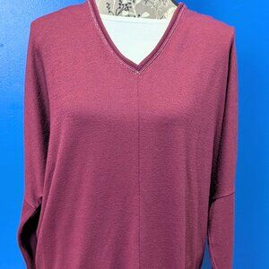 Woman's Oversized White House Black Market Burgandy Tunic-like Shirt size Small